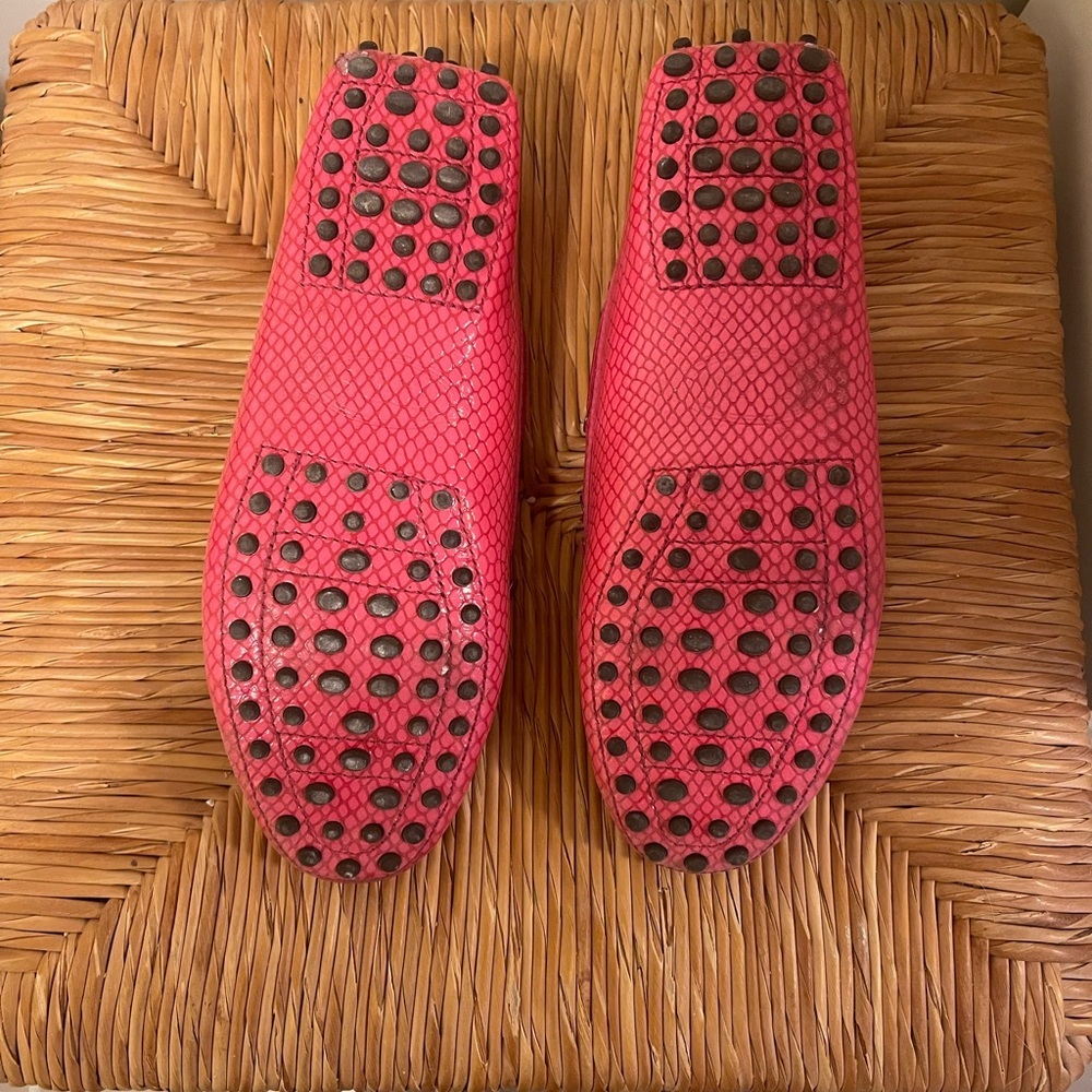 Tod's Pink Leather Flats Moccasin Style Size 35.5 - Picture 5 of 5